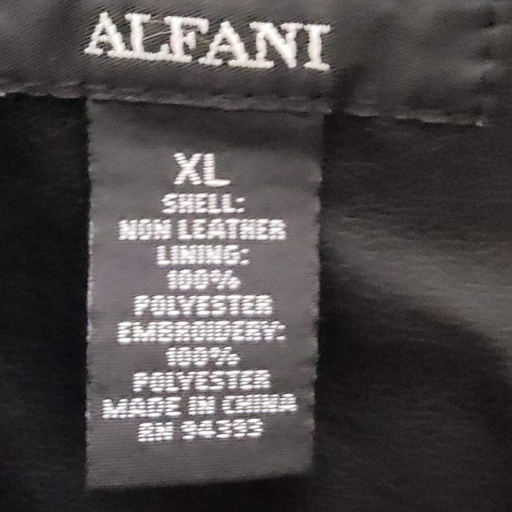 ALFANI embroidered Vegan Leather Coat XL. Floral, Oriental, Animal-friendly🤗 - Picture 7 of 10